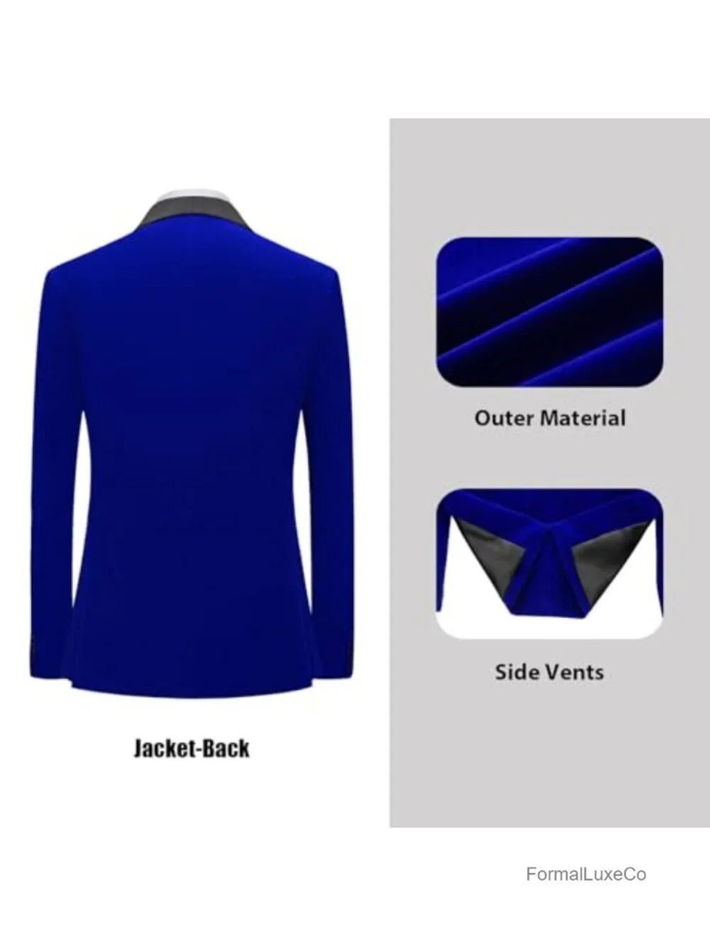 Velvet Blazer for Men Shawl Lapel One Button Tuxedo Jacket Slim Fit Satin Lapel